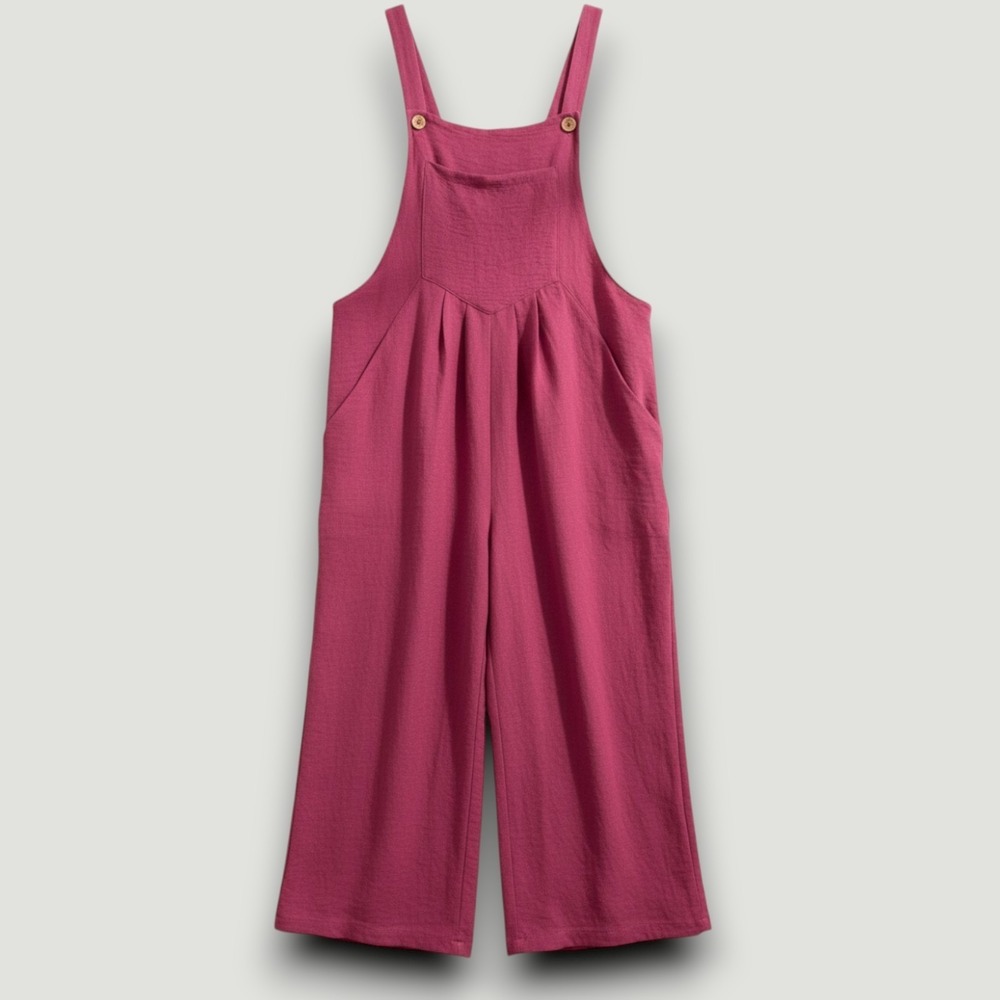 Taohuadao Womens Overall Jumpsuit M Magenta Wide Leg Pleated
